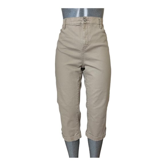 NYDJ Womens Jeans Tag 16 Beige Rolled Crop High-Rise W35xL20 Stretch Denim - Picture 5 of 12